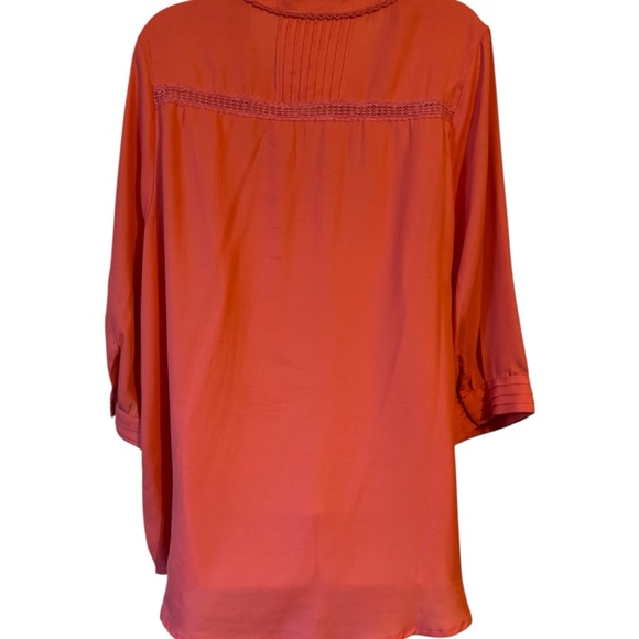 SPRING!! Coral Lace-Up Peasant / Boho Top SIZE: 16 #9 - Picture 5 of 7